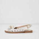 River Island Womens White Wide Fit Laser Cut Slingback Loafers