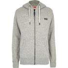 River Island Mens Superdry Logo Embroidered Zip Hoodie
