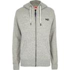 River Island Mens Superdry Logo Embroidered Zip Hoodie