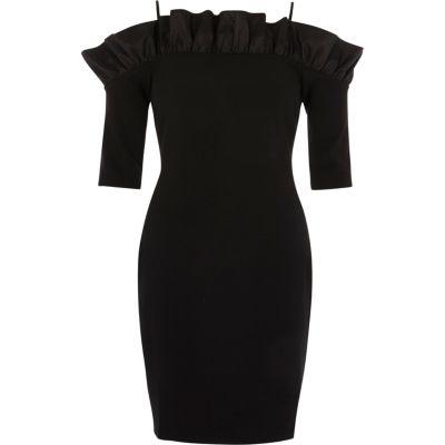 River Island Womens Bardot Frill Bodycon Mini Dress