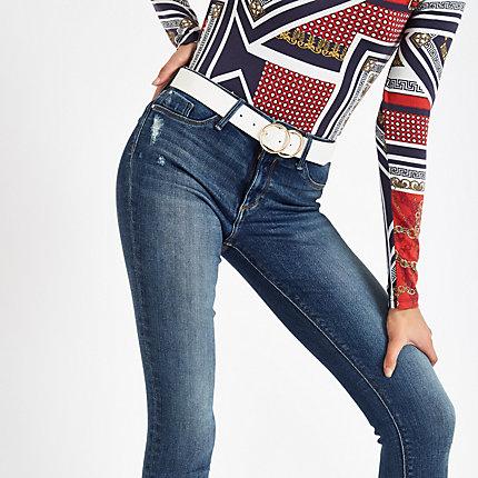 River Island Womens Distressed Mid Rise Molly Jeggings