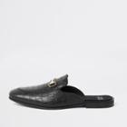 River Island Mens Croc Leather Snaffle Backless Loafers
