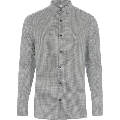 River Island Mensblack Dogtooth Smart Skinny Fit Shirt
