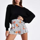 River Island Womens White Spot And Floral Print Frill Shorts