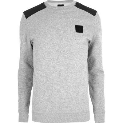 River Island Mens Marl Contrast Quilted Patch Jumper