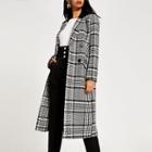 River Island Womens Check Double Breasted Longline Coat