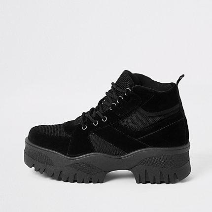 River Island Womens Faux Suede Chunky Hiking Boots