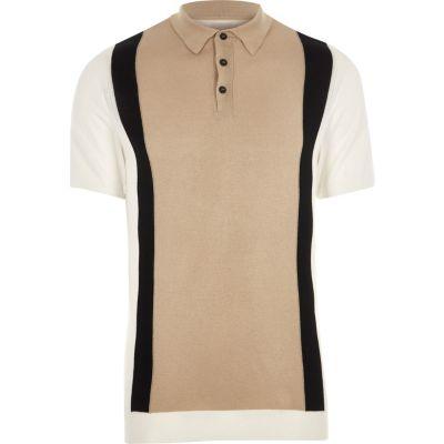 River Island Mens Big And Tall Blocked Knitted Polo Shirt