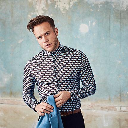 River Island Mens Olly Murs Geo Print Long Sleeve Shirt
