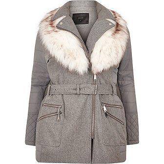 River Island Womens Plus Padded Faux Fur Coat
