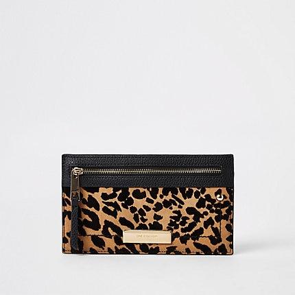 River Island Womens Leopard Print Slim Purse