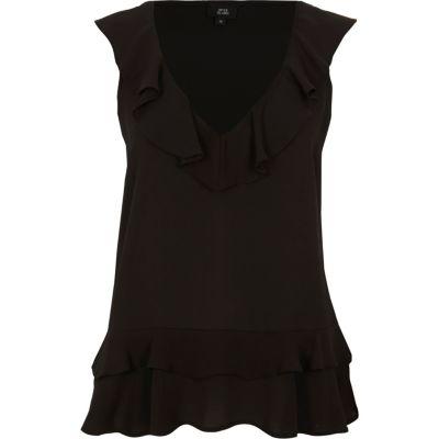 River Island Womens Frill Front V Neck Sleeveless Top