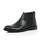 River Island Mensblack Leather Chunky Chelsea Boots