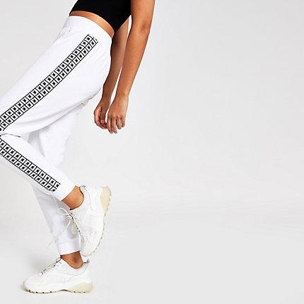 River Island Womens White Diamante Ri Joggers