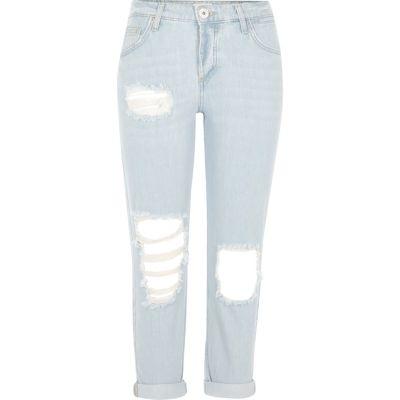 River Island Womens Petite Wash Ripped Boyfriend Jeans