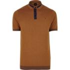 River Island Mens Slim Fit Knitted Short Sleeve Polo Shirt