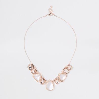 River Island Womens Rose Gold Tone Jewel Pendant Necklace