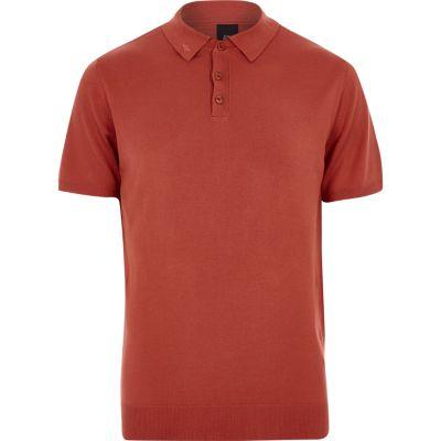 River Island Mens Mesh Knit Slim Fit Polo Shirt