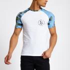 River Island Mens Muscle Fit Baroque Print Raglan T-shirt