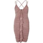 River Island Womens Ruched Frill Front Bodycon Dress