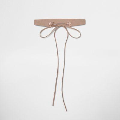 River Island Womens Blush Mini Corset Bow Choker
