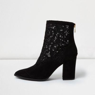 River Island Womens Lace Western Ankle Boots