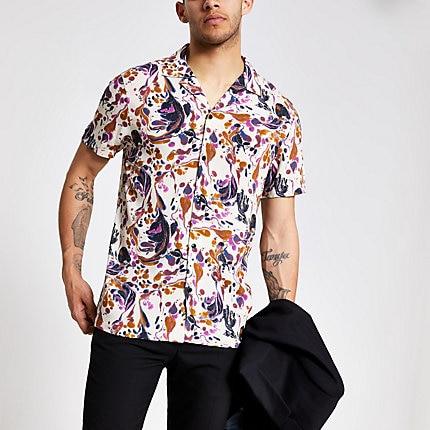 River Island Mens Marble Short Sleeve Shirt
