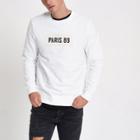 River Island Mens White 'paris 89' Long Sleeve Top