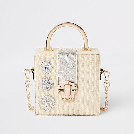 River Island Womens Woven Gem Boxy Cross Body Bag