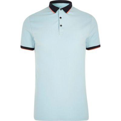 River Island Mens Tipped Muscle Fit Polo Shirt