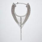 River Island Womens Silver Tone Layered Chain Drop Necklace