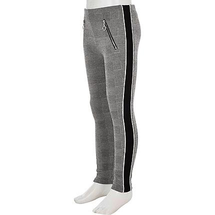 River Island Girls Check Panel Side Leggings
