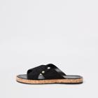 River Island Womens Leather Square Cross Strap Mules