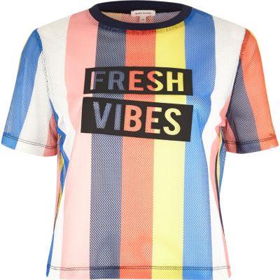 River Island Womens 'fresh Vibes' Stripe Mesh T-shirt
