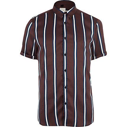 River Island Mens Stripe Print Short Sleeve Shirt