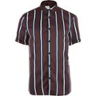 River Island Mens Stripe Print Short Sleeve Shirt