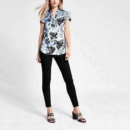 River Island Womens Printed Tie Neck Blouse