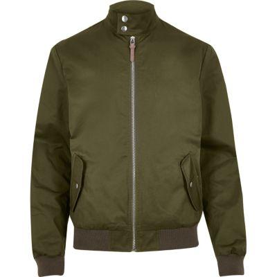 River Island Mensgreen Casual Popper Collar Bomber Jacket