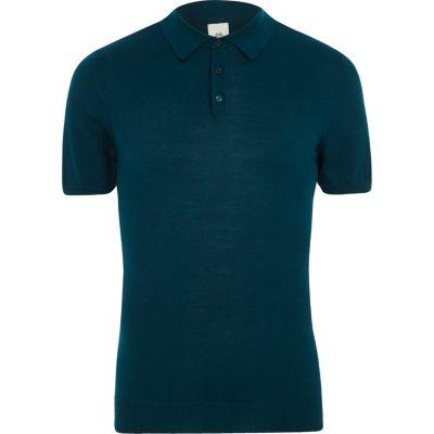 River Island Mens Knit Muscle Fit Short Sleeve Polo Shirt