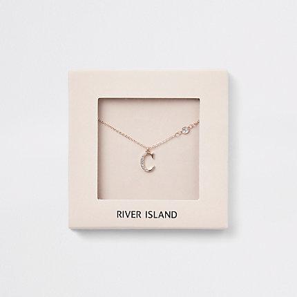 River Island Womens Rose Gold Tone 'c' Initial Necklace