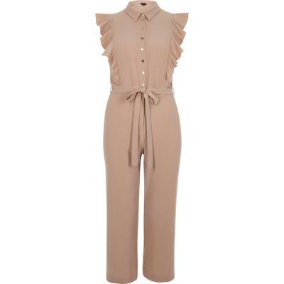 River Island Womens Petite Ruffle Culotte Jumpsuit