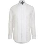 River Island Mens White Pleated Long Sleeve Slim Fit Shirt