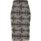 River Island Womens Nude Embroidered Mesh Pencil Skirt