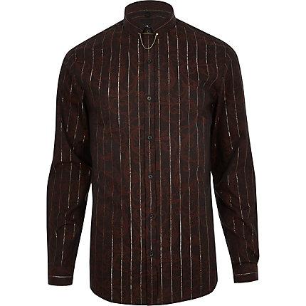 River Island Mens Jacquard Metallic Stripe Shirt