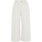 River Island Womens Petite White Pinstripe Denim Culottes