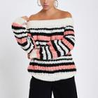 River Island Womens Stripe Knitted Bardot Sweater