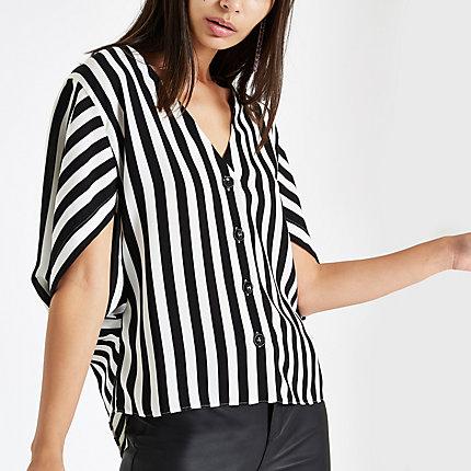River Island Womens Stripe Button Front Loose Top