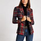 River Island Womens Check Long Puff Sleeve Blazer