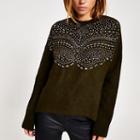 River Island Womens Embellished Long Sleeve Knitted Jumper