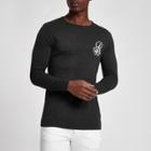 River Island Mens Rib 'r95' Long Sleeve Slim Fit T-shirt